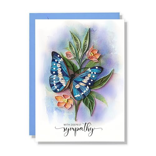 Butterfly Sympathy Card, Animal Pattern, 5in x 7in, Blank Inside, Envelope Included - color: Butterfly Sympathy