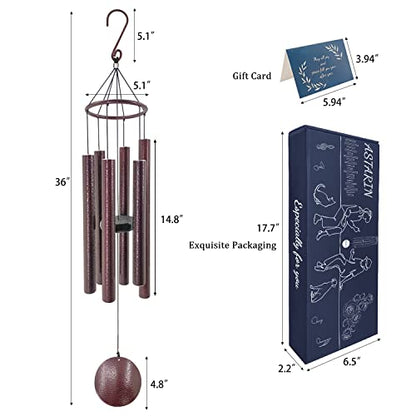 ASTARIN Sympathy Memorial Wind Chimes | Large Deep Tone Outdoor in Memory of Loved Ones - 36 Inch - size: 36” Brown