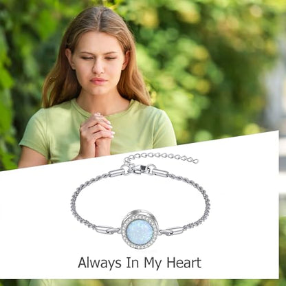 Urn Bracelet For Ashes 925 Sterling Silver Abalone Shell Cremation Keepsake Pendant Locket Bracelet For Women Men - style: opal