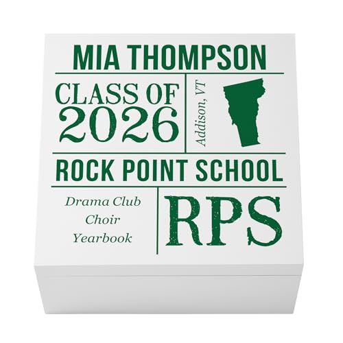 Let's Make Memories Personalized Keepsake Box - For Graduation Class of 2026 or Any Year - Graduate Memento Box - Customize For Any Grad and School - 6" Hx12 Sq - All About The Graduate - Green - color: Green - All About The Graduate