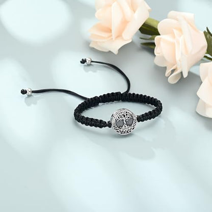 shajwo Cremation Jewelry Tree of Life Urn Bracelet for Ashes for Women Men Adjustable Memorial Keepsake Rope Bracelet - color: Silver