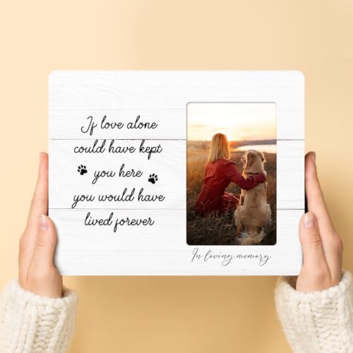 Dog Memorial Picture Frame, Sympathy Gifts for Loss of Dog, Pet Memory Wooden Picture Frames, 4x6 inch Photo - color: Blue
