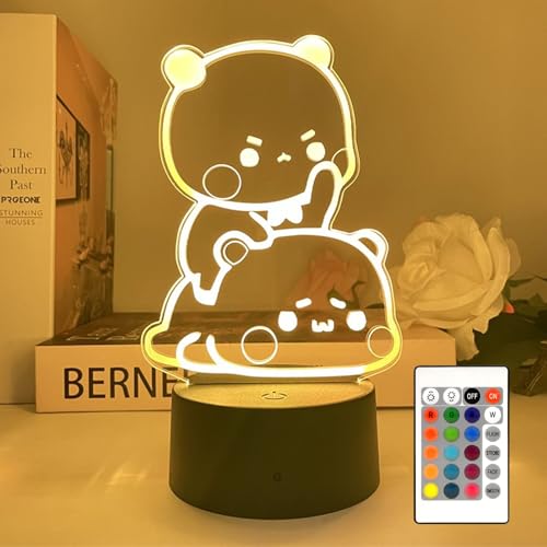 Bear Shaped 3D Night Light Gifts, Cartoon Table Lamp with Remote Control Gifts for Girls Birthday Christmas Valentine - color: led light 3