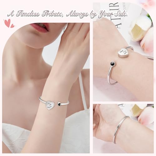 Abooxiu Cremation Jewelry Urn Bracelet for Ashes - Heart Ashes Keepsake Memorial Bangle for Women & Men - Always in my Heart - style: Customized Projection