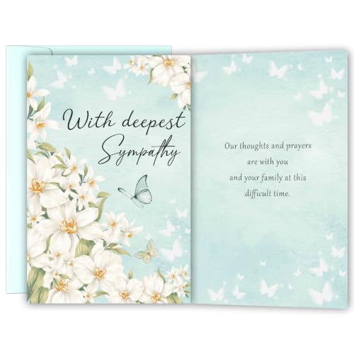 Sympathy Card with Printed Message Inside, Condolence Card for Loss of Loved One, Heartfelt Thinking of You Cards, Bereavement Gift for Family Friend Coworker - color: Deepest Sympathy