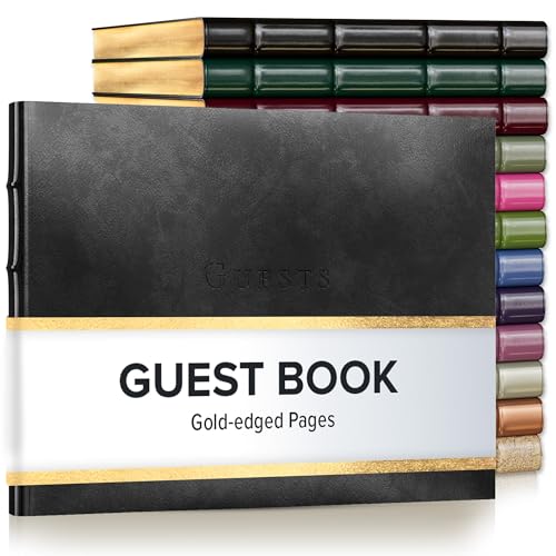 Gallery Leather Guest Book - Great for Wedding, Reception, Baby and Bridal - color: Acadia Black