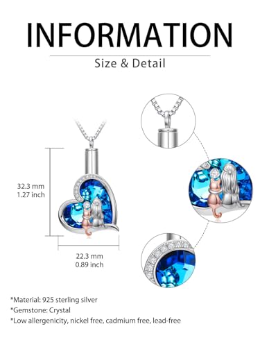 TOUPOP Sterling Silver Urn Necklace for Ashes with Crystal Memorial Keepsake Dragonfly/Butterfly/Cardinal/Cat/Dolphin Cremeation Jewelry Birthday Mothers Day Christmas Gifts for Her Women - style: Cat