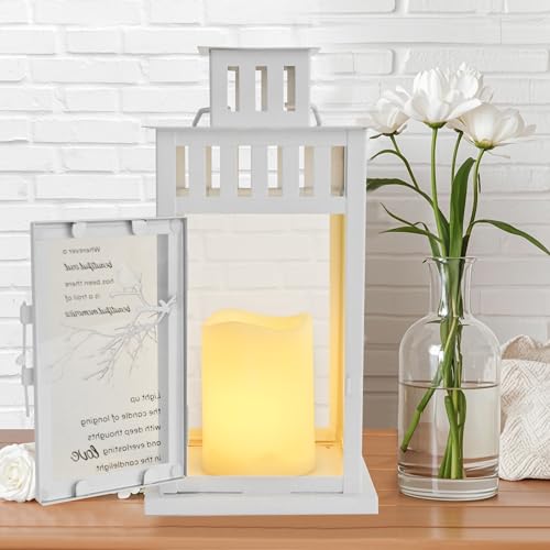 Memorial Lantern Bereavement Gifts Sympathy Gifts Beautiful Memories Personalized LED Candle Lantern, White - color: White