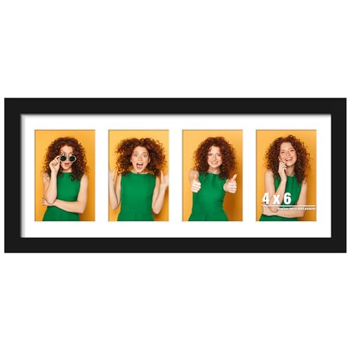 DUENPY 8x20 Collage Frame For 4 4x6 Photos Black - color: Black, size: 8x20（4x6 opening）