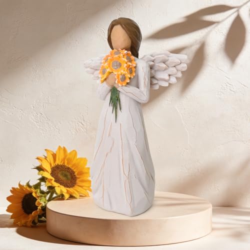 Get Well Gifts for Women After Surgery, 5.1" Hand-Painted Resin Figurines | Angel Holding Sunflower, Encouragement Gift for Recovery, Home Decor for Bedroom - style: Get Well Gifts