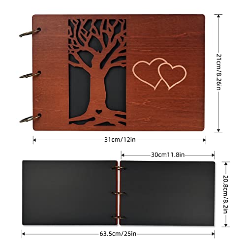 Family Scrapbook Album Photo Scrapbook Albums | Premium Wooden Family Photo Album Kit with 100 Pages Family Tree Memory Scrap Book for Grandma Mom Gift Baby Shower - color: Family Scrapbook