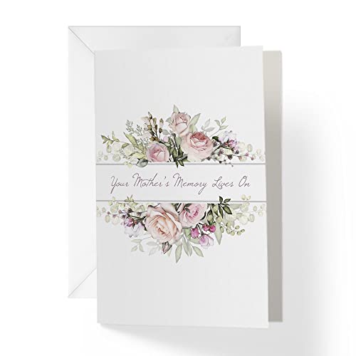 Sympathy Card Loss of Mother | Heartfelt Sympathy Card with Florals Memory Lives On | 5”x7.5” with envelope | Made in USA | SYMMOM1 - color: Multicolor