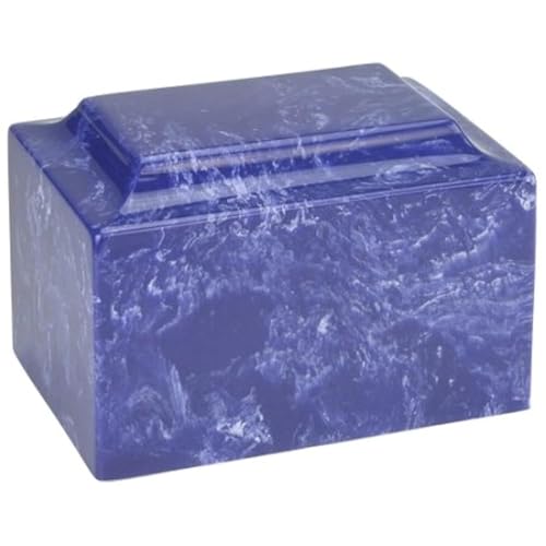 Cobalt Classic Cultured Marble by Mackenzie Vault for Silverlight Urns, Blue Cremation Urn for Ashes, Adult Sized, Ground Burial, Home Memorial, and Funeral Service - color: Cobalt