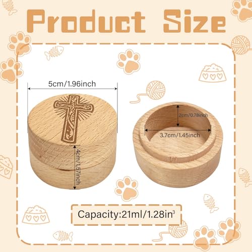 CREATCABIN Pet Wooden Keepsake Box Pet Hair Keepsake Box Animal Memorial Casket for Memorial Animal Retain Dogs Cats Hair Teeth Nails Ashes Fauna Funeral or Remembrance Home Decor 1.96x1.57 Inch Cross - style: Cross