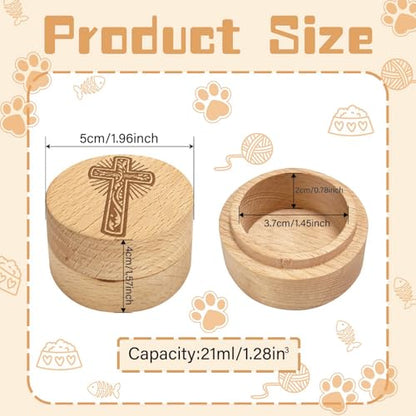 CREATCABIN Pet Wooden Keepsake Box Pet Hair Keepsake Box Animal Memorial Casket for Memorial Animal Retain Dogs Cats Hair Teeth Nails Ashes Fauna Funeral or Remembrance Home Decor 1.96x1.57 Inch Cross - style: Cross