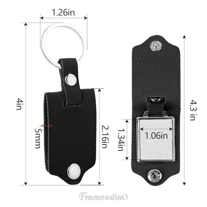 Framendino, Custom Picture Keychain with Leather Protection Photo Key Chains Personalized Photo for Family Lover Gifts - color: Black