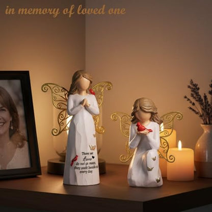 NAN ZAI NAN FANG Cardinal Gifts for Women - 2-Piece Set Angel Figurines | Sympathy Gifts for Loss of Loved One,Mother,Father，Husband-Memorial Cardinal Decor for Home-Resin Sculpted Statue - style: Set