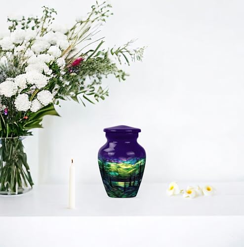 Northern Lights Urn - Ash Keepsake - Adult Urns for Human Ashes Women - Funeral Urn Ashes - Ashes Urn - Memorial Urn (3 INCH Pack of 2) - size: #3 (Set of 2)