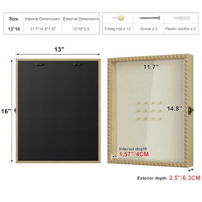 SZQINJI Shadow Box Frame 13x16 Deep Large Memory Box Display Cases, Natural - color: Natural, size: 13x16