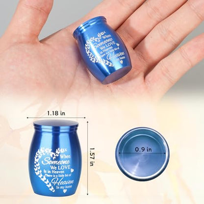 Mini Urns for Ashes Keepsake Set of 4, Small Cremation Keepsake Urns for Human/Pet Ashes, Memorial Sharing Urns for Family & Loved Ones - Blue