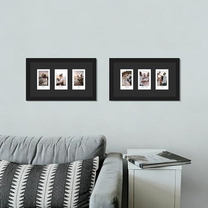 DUENPY 5.6x10 Polaroid 3 Opening Mini Frame Black - color: Black, size: 5.6x10（2x3 opening）