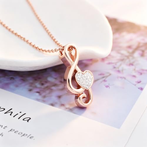 Music Note Urn Ashes Pendant Rhinestones Memorial Keepsake Jewelry Ash Keepsake Holder Memorial Jewelry for Women - color: Customize