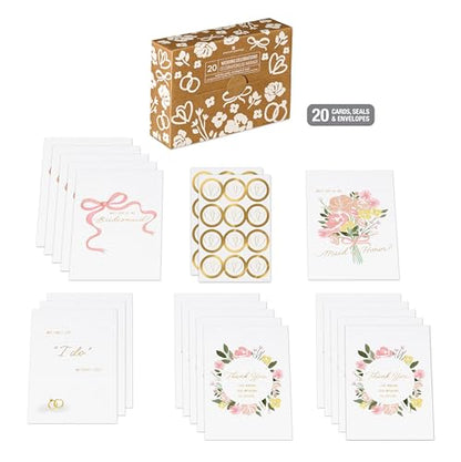 American Greetings 20-Count Wedding Party Proposal and Thank You Card Bundle with Envelopes and Seals - color: BRIDESMD PROPSL 20 CARD BNDL