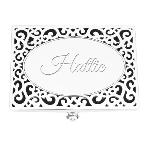 Cherished Moments Personalized Filigree Rectangle Jewelry Box with Name - color: Silver-Name