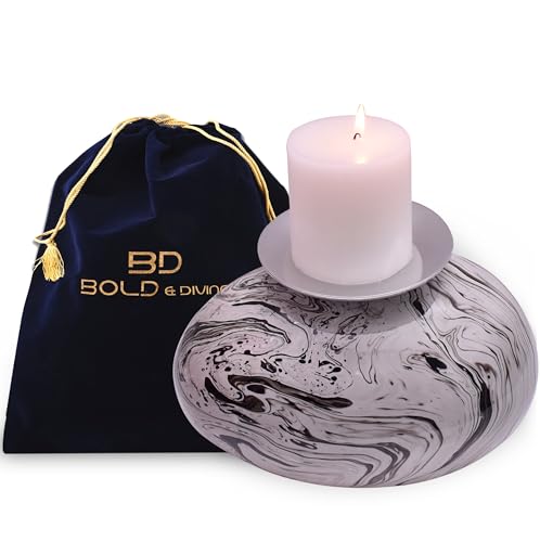 Candle Cremation Urn for Human Ashes - Large Marble Candle Urn - Decorative Urn for Ashes Display at Home - Beautiful Modern Adult URN for Funeral, Burial, Female or Pets