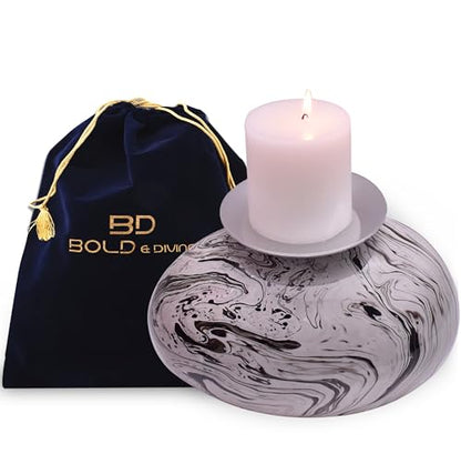 Candle Cremation Urn for Human Ashes - Large Marble Candle Urn - Decorative Urn for Ashes Display at Home - Beautiful Modern Adult URN for Funeral, Burial, Female or Pets