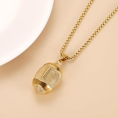 America Football Urn Necklace For Ashes For Men Stainless Steel Rugby Cremation Jewelry Hold Human Ashes Keepsake Neckace Engravable Memorial Of Loved Ones - color: Gold