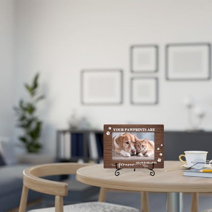 Pet Memorial Frame, Cat Dog Memorial Photo Frame for Pet Owner, Remembrance Gifts Sympathy Gifts for Loss Of Pet Dog Cat, 4x6 Wood Photo Frame, Home Bedroom Office Shelf Table Decor -009