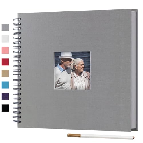 12 x 12 Inch Large DIY Scrapbook Photo Album with Window 80 Pages,Gray | Scrap Book with Craft Paper, Scrapbooking Albums, Memory Book for Weeding, Family, Travel, Baby Shower - color: Gray, size: 12 x 12 inch