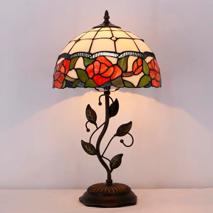 Tiffany Lamp Rose Flower Style Stained Glass Table Lamp - color: Rose Flower