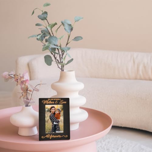 Mother Gift from Son, The Love Between A Mother & Son is Forever Photo Frame, Holds 4 x 6 Inch Photos, Farmhouse Wooden Picture Frames Gifts, Mother's Day Gifts C1 - color: BlackC