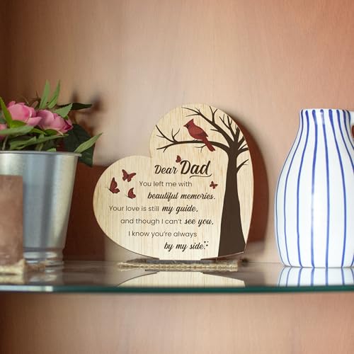 Memorial Plaque for Loss of Father Wooden Sympathy Sign in Loving Memory of Dad Bereavement & Condolence Gift - color: Loss of a Father