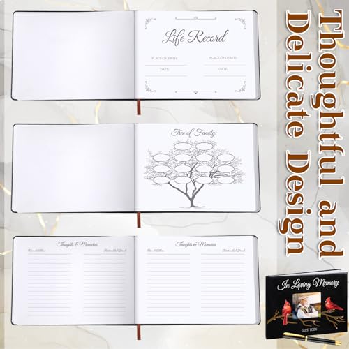 Yingzhao Memorial Funeral Guest Book with Pen 144 Pages Cardinal Funeral Guest Sign in Book for Memorial Service Celebration of Life Party Supplies in Loving Memory(Cardinal) - style: Cardinal