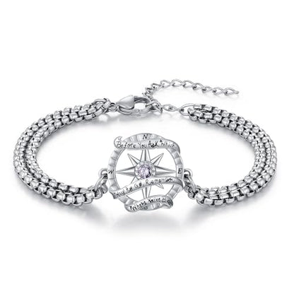 Compass Bracelet/Urn for Women 925 Sterling Silver Compass Bracelet for Graduation Cetic/Birthstone Jewelry Bracelet for Women - style: B06-June