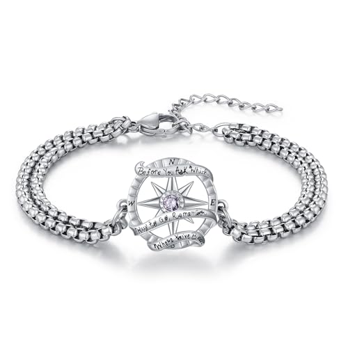Compass Bracelet/Urn for Women 925 Sterling Silver Compass Bracelet for Graduation Cetic/Birthstone Jewelry Bracelet for Women - style: B06-June