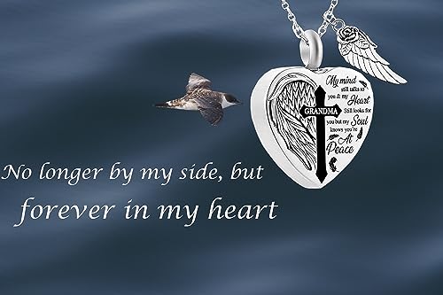 Heart Urn Necklaces for Ashes Cross Angel Wings Cremation Jewelry Keepsake Memorial Pendant for Men Women - style: Mom