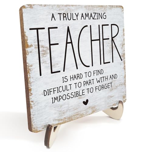 Decorative Desk Decor Motivational Teacher Gift Positive Thank You Gifts Teacher Appreciation Gifts Plaque with Wooden Stand Inspirational Wood Sign for Coach Teacher Coworker Home Office Table Shelf - color: multicolour0211