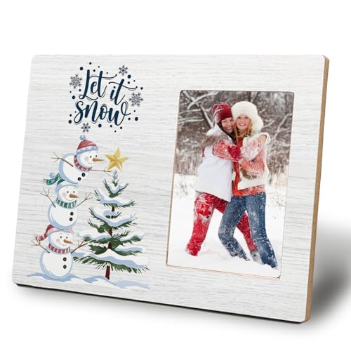 Christmas Picture Frame 4x6,Christmas Decorations,Gifts for Friends,Winter Snowflake Wooden Photo Frames,Winter Holiday Snowflakes Wall and Tabletop Display Picture Photo Frames for Bedroom Decor - color: Christmas