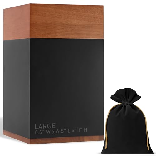Timeless Walnut Wood Urn for Ashes Adult Male & Female Large – Handcrafted Cremation Urn for Human Ashes – Keepsake Box & Memorial Keepsake - Large Urns for Women & Men – Pet Urns for Dogs - color: Walnut & Black, size: Large