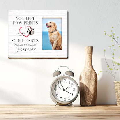 Pet Memorial Gifts for Dogs,Sympathy Gift for Loss of Dog,Remembrance Gifts for Loss of Dog,You Left Paw Prints on Our Hearts Forever Wood Picture Frame - style: you left paw