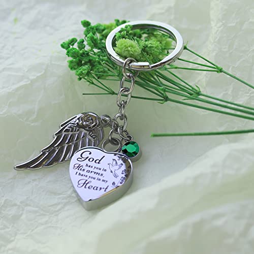 Heart Urn Necklace for Ashes Cremation Jewelry Urn Keychain for Ashes with Birthstone Cremation Keychain - color: May