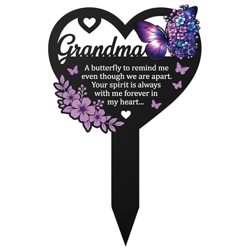 Grandma Memorial Heart Grave Marker with Butterfly Design - color: Heart599