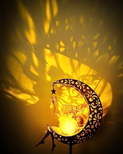 Vuees Solar Fairy Moon Garden Stake Light, Outdoor Yard Patio Decor Gift