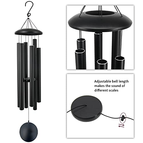 ASTARIN 45 in Memorial Wind Chimes Large with 6 Heavy Tubes - size: 45" Black
