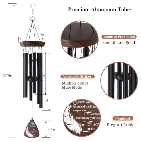 Memorial Wind Chimes for Outside, Sympathy Gift for Loss of Loved One - size: With Each