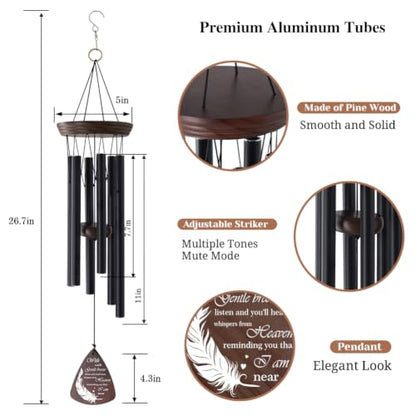 Memorial Wind Chimes for Outside, Sympathy Gift for Loss of Loved One - size: With Each
